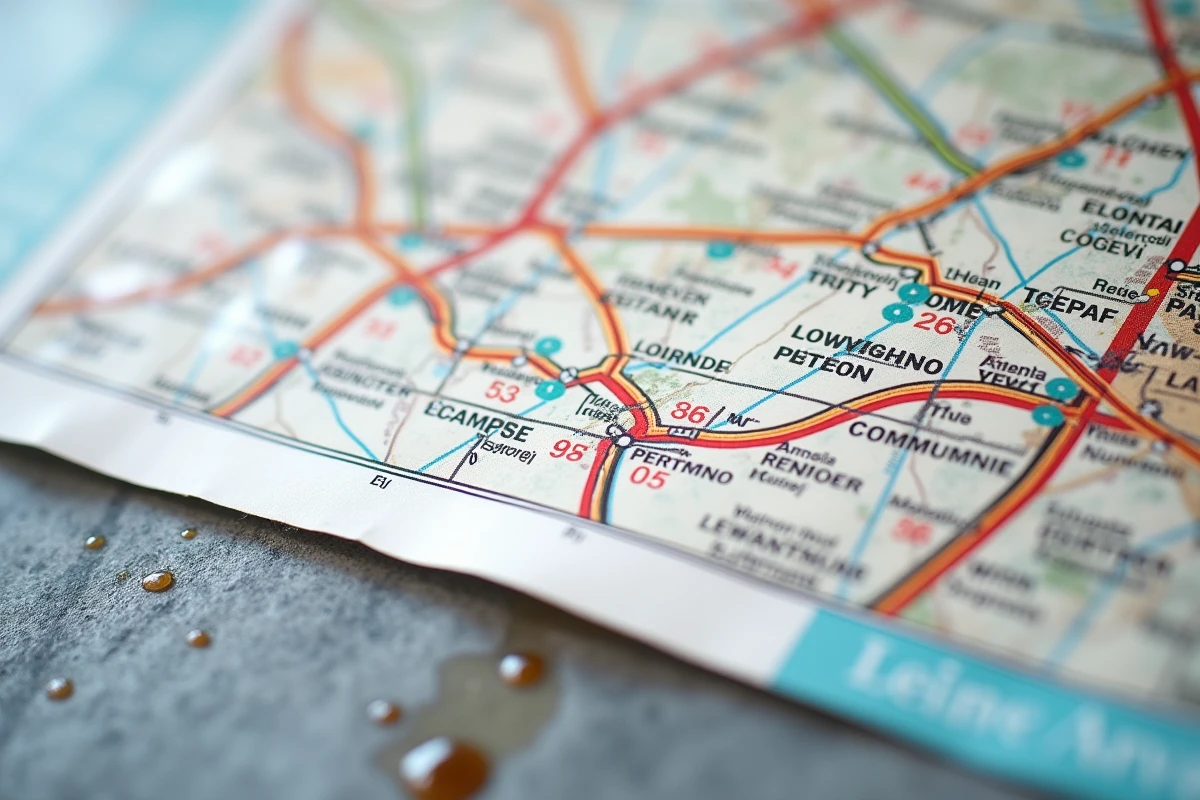 Détail en gros plan d'une carte imprimée du département de l'Orne montrant les codes INSEE des communes et les limites cantonales
