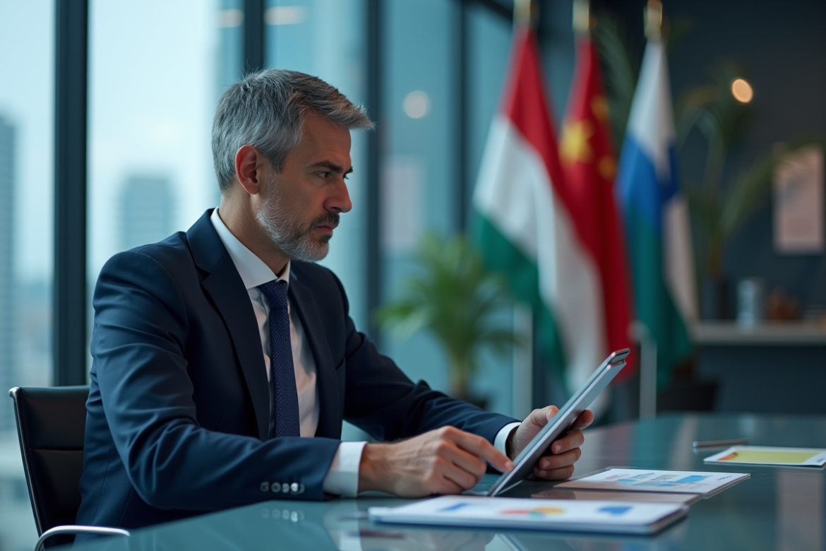 Economiste homme en costume analysant des données financières