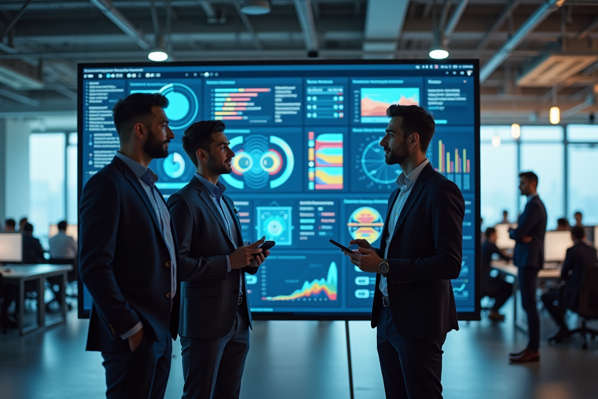 Groupe de professionnels discutant autour d