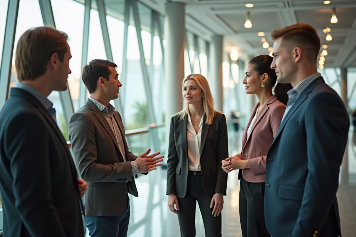 Groupe de jeunes professionnels dans un bureau lumineux