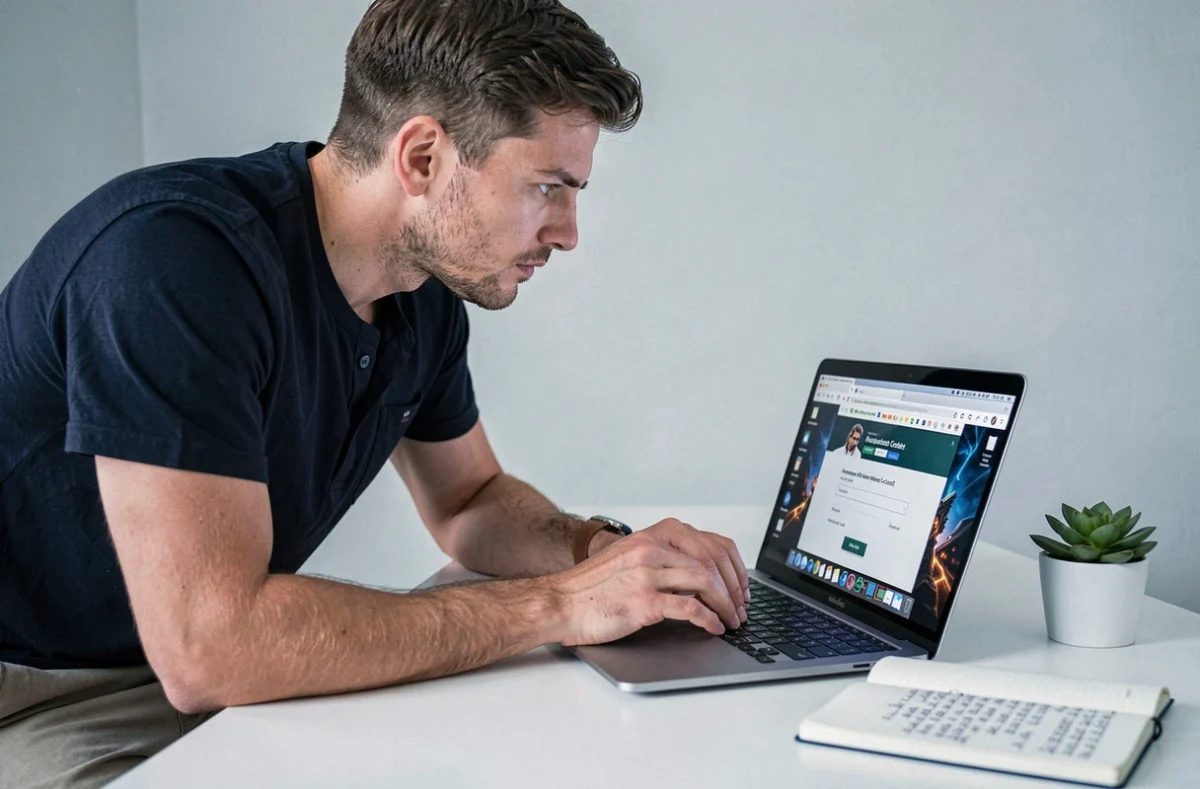 Homme entrant un code de rachat Chapters sur ordinateur portable pour maximiser ses récompenses en diamants