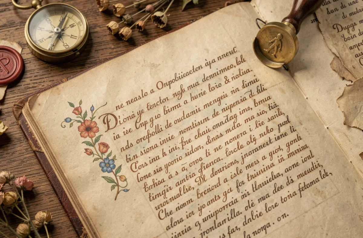 Vue en plongée d'un manuscrit de poésie italienne de la Renaissance ouvert sur des pages en vélin couvertes de calligraphie italique et de marginalia peints à la main
